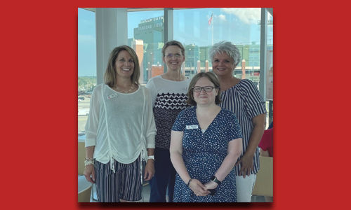 Leanne with three women volunteers
